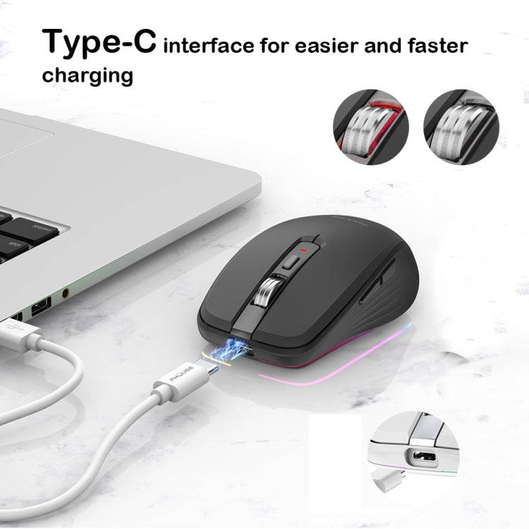 Fmouse M303 2400DPI Bluetooth&2.4G Dual Modes Rechargeable RGB Mouse(Pink)