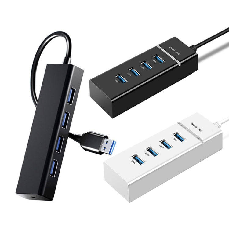 4 X USB 2.0 Ports HUB Converter, Cable Length: 15cm,Style With Light Bar Black