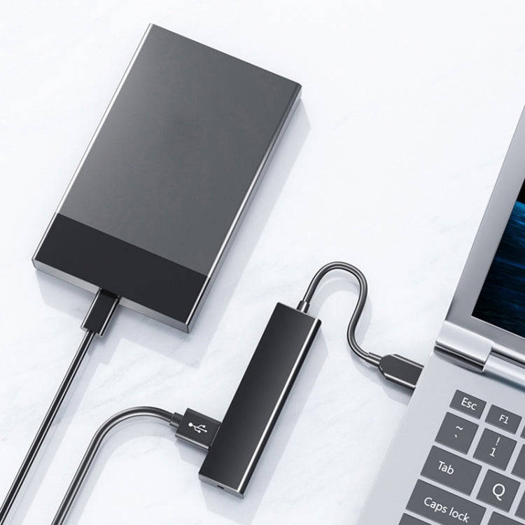 4 X USB 2.0 Ports HUB Converter, Cable Length: 15cm,Style With Light Bar Black