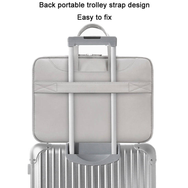Baona BN-Q006 PU Leather Full Opening Laptop Handbag For 15/15.6/16 inches(Gray+Power Bag)