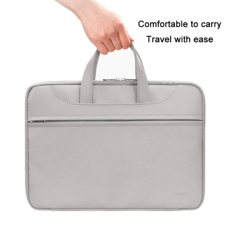 Baona BN-Q006 PU Leather Full Opening Laptop Handbag For 15/15.6/16 inches(Gray+Power Bag)