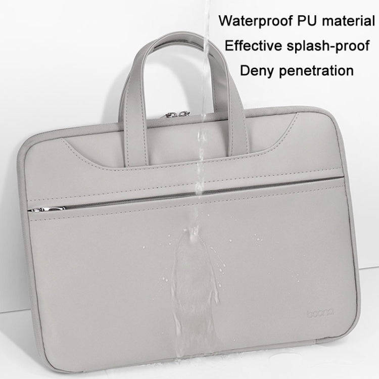 Baona BN-Q006 PU Leather Full Opening Laptop Handbag For 15/15.6/16 inches(Gray+Power Bag)
