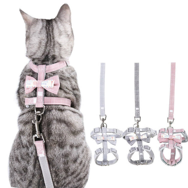 Bow-knot Anti-breakaway Adjustable Cat Leash S(Grey)