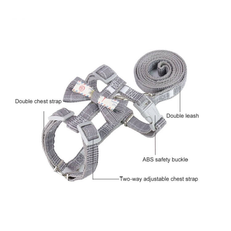 Bow-knot Anti-breakaway Adjustable Cat Leash S(Grey)
