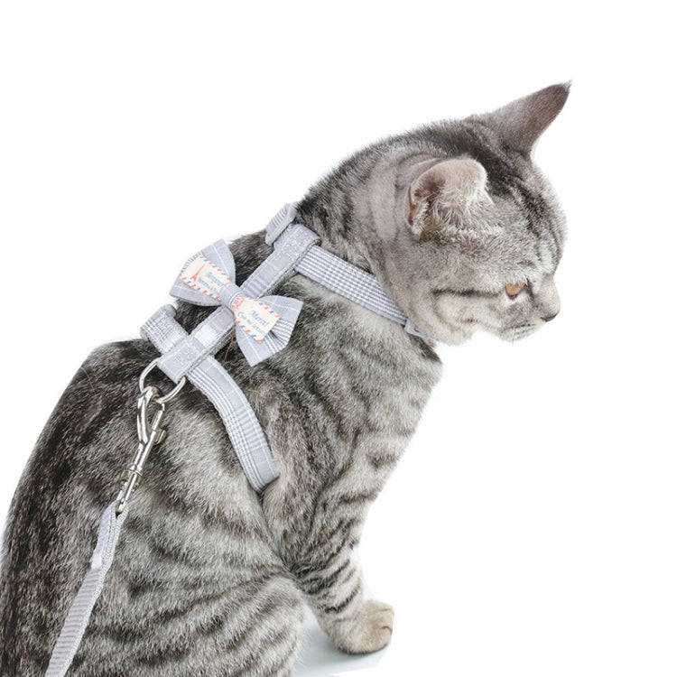Bow-knot Anti-breakaway Adjustable Cat Leash S(Grey)