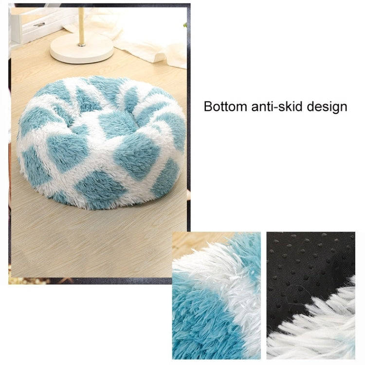 Long-haired Round Pet Kennel Warm Pet Bed, Specification: 40cm(Blue)