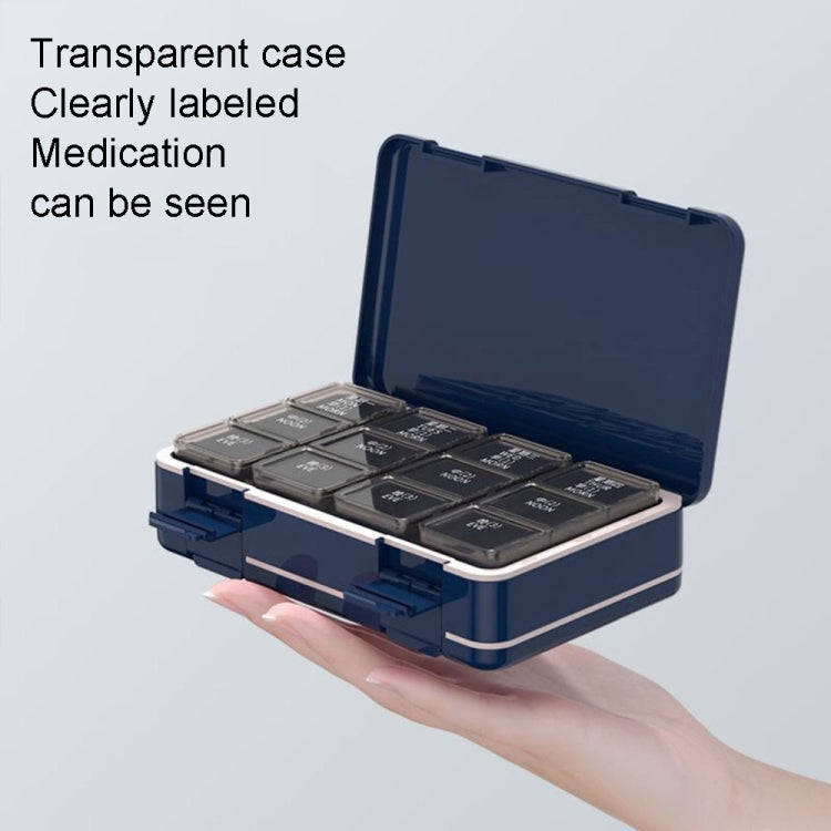 24 Grid Large Capacity Sealing Pills Case 3 Times A Day 7 Day Medicine Organizer Box(Blue)