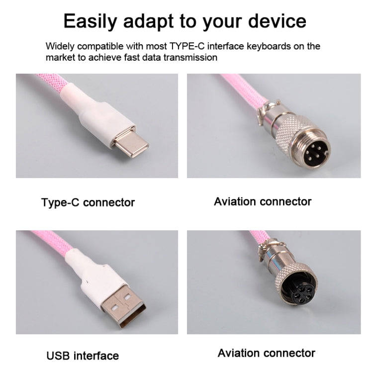 USB-C/Type-C  Mechanical Keyboard Wire Computer Aviation Connector,Cable Length: 3m(White)