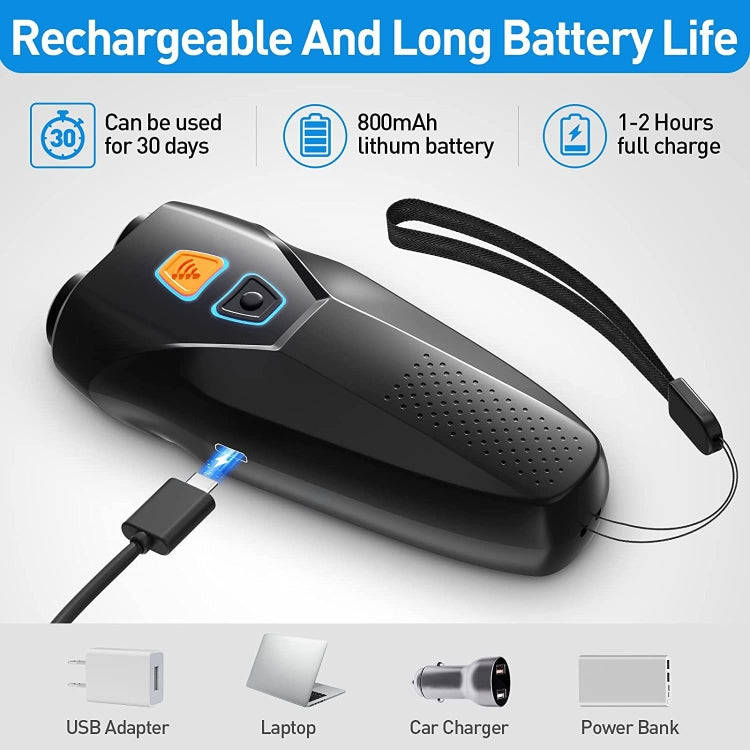 Ultrasonic Dog Repeller Stop Barker Dual Probe High Power Repeller Handheld Dog Trainer(Silver)