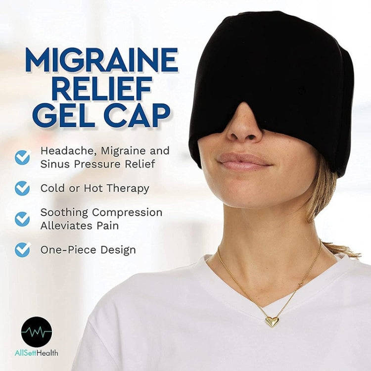 Gel Ice Hood Cooling Eye Mask Hot and Cold Compress Headband for Headache, Spec: Double-layer (Bl...