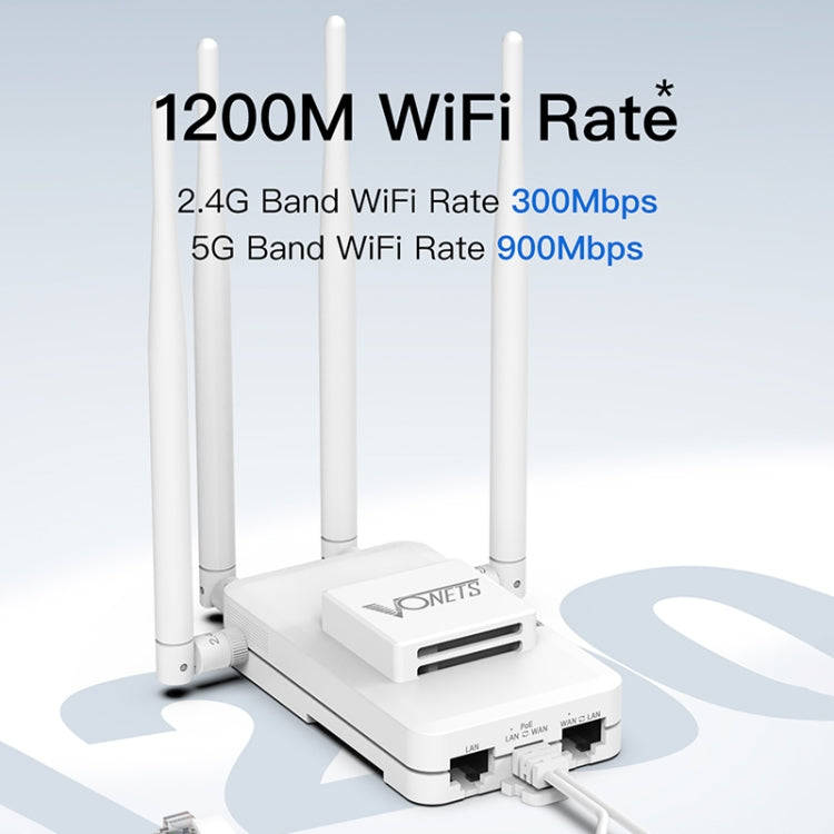 VONETS VAR1200-L 1200Mbps Wireless Bridge Built-in Antenna Dual-Band WiFi Repeater, With DC Adapt...