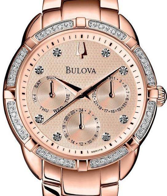 Authentic BULOVA Diamond Collection Rose Gold Multifunction Ladies Watch
