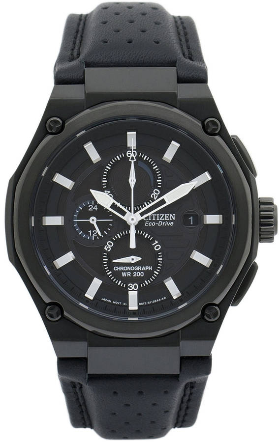 Authentic CITIZEN Eco-Drive Black Chronograph Mens Watch