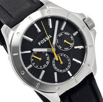Authentic FOSSIL Black Silicone Multifunction Mens Watch