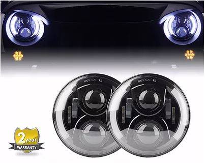 7" 120W LED Jeep JK/JKU Headlight Set - Semi Halo