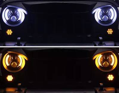 7" 120W LED Jeep JK/JKU Headlight Set - Semi Halo