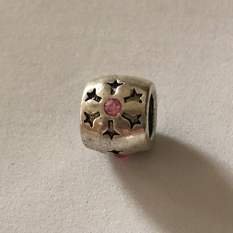 Bead Fit Pandora: 'Silver', Flower (Pink Gemstone)