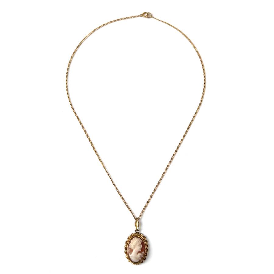 Vintage 12ct Gold-Filled Shell Cameo Pendant Necklace