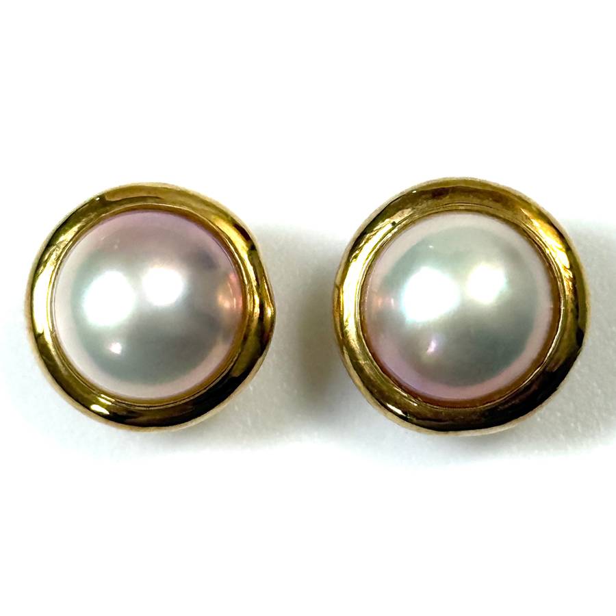 9ct Gold and Mabe Pearl Earrings