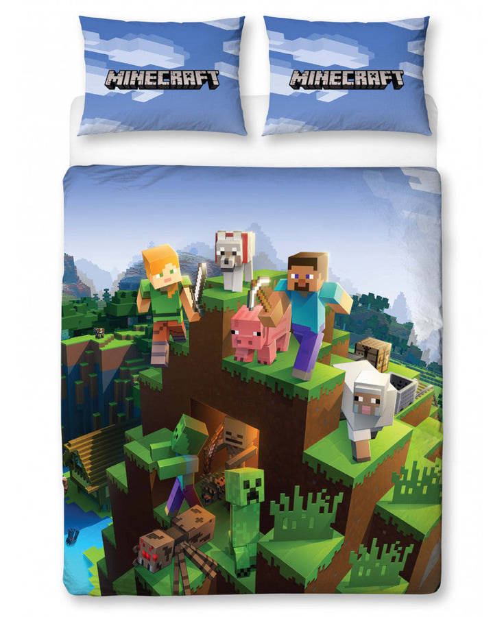 Minecraft Epic Duvet Cover And Pillowcase Set - Minecraft Bedding  - Double