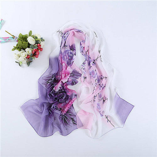 Silk Chiffon Scarfs - Purple