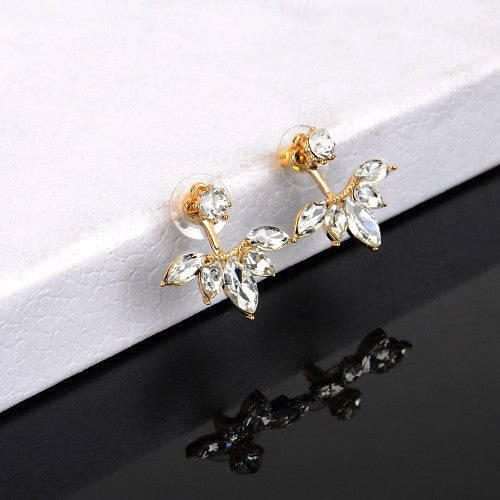 Sparkling Crystal Jacket Stud Earring - Gold