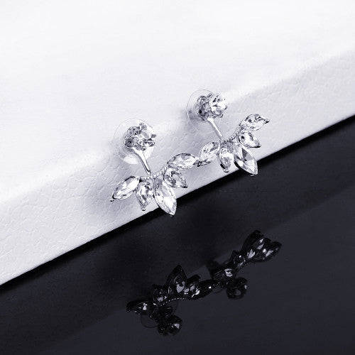 Sparkling Crystal Jacket Stud Earring - Gold