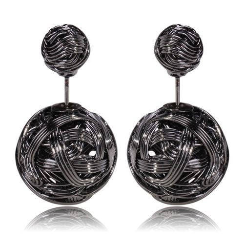 Double Wire Party Earrings - Gun Black