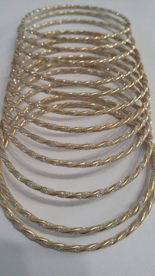 Indian Theme Bangle Set Glitter 12 pc - 4 x 8 (medium)