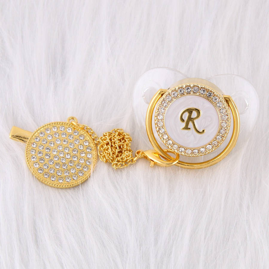 Baby Bling Dummy Pacifier - Letters - R