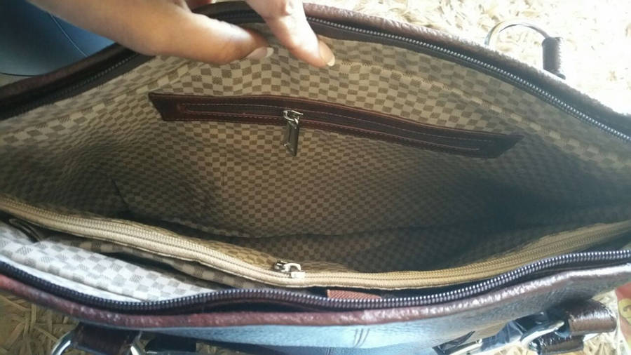 100% Genuine Buffalo Leather Strapped Everyday Handbag - Black