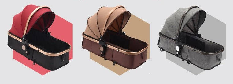 FREE Delivery - Baby Pram Stroller - 3 Function Foldable Baby Pram with Car Seat- Black and Gold