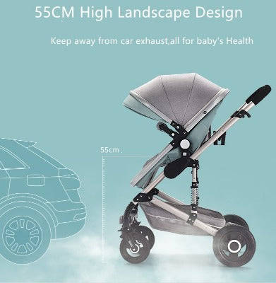 FREE Delivery - Baby Pram Stroller - 3 Function Foldable Baby Pram with Car Seat- mint green