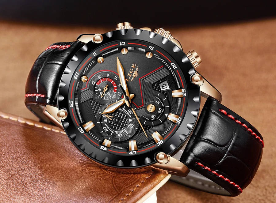 Men's Lige Watch Model 9821  - Black Gold