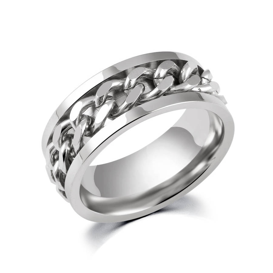 Men's Stainless Steel Chain Rings - 8