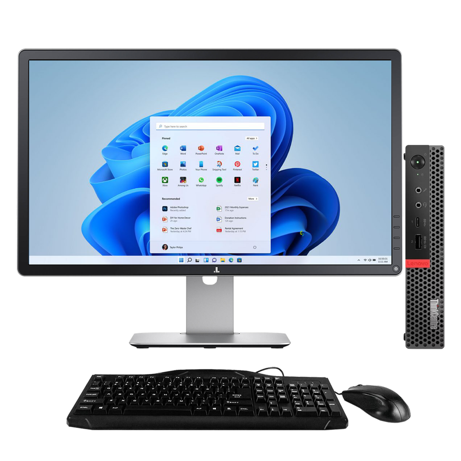 Lenovo ThinkCentre M920q Intel i5, 8th Gen Tiny PC with 20" Monitor