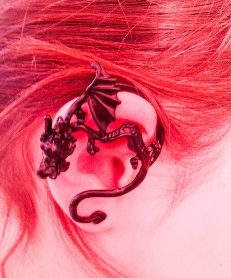 Dragon wrap earring - Black