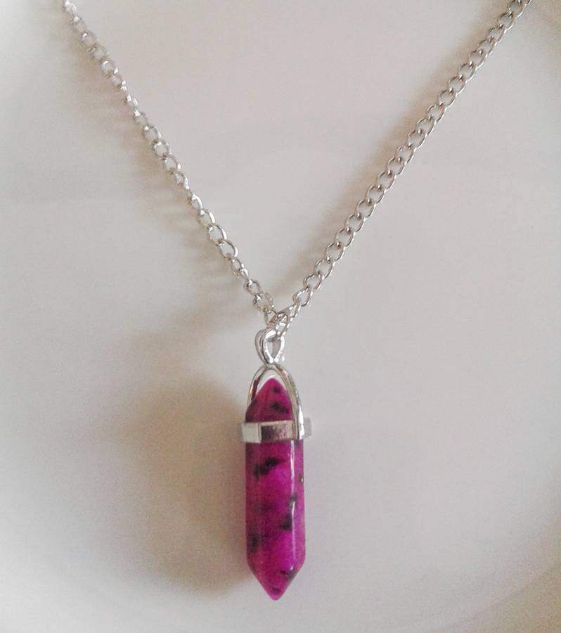 Natural Quartz crystal necklace - rose/gold