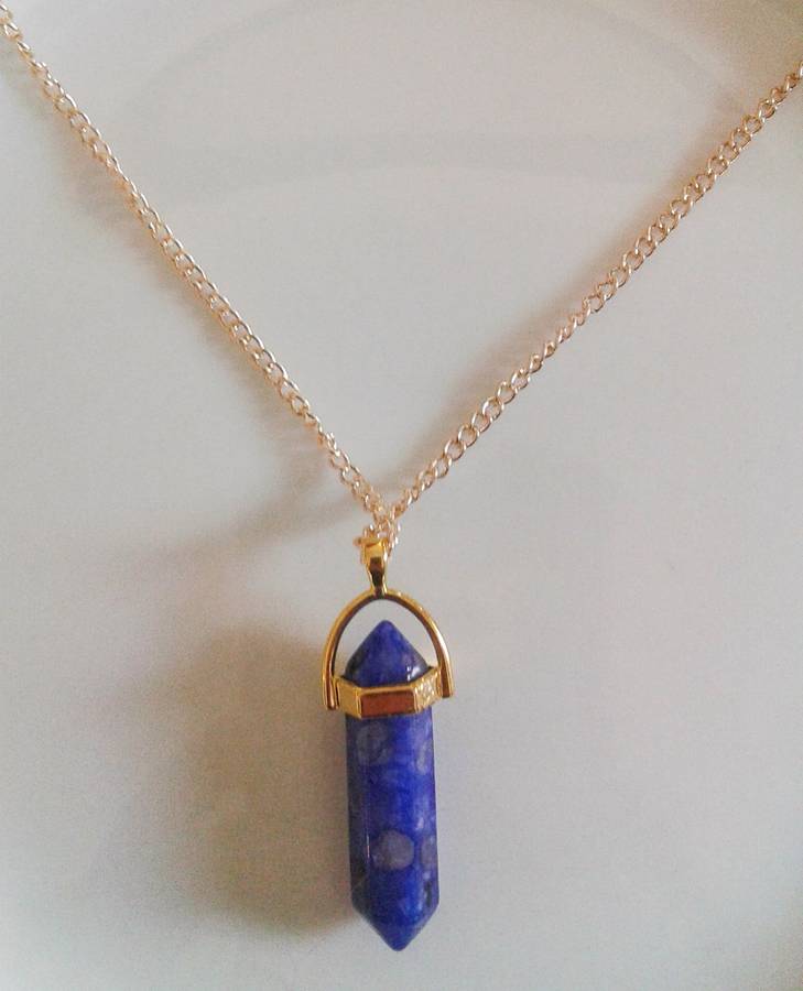 Natural Quartz crystal necklace - rose/gold