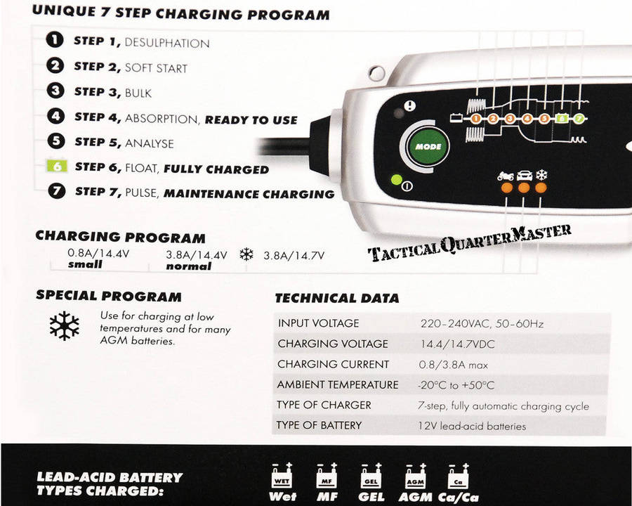 C-TEK MXS3.8 Battery Charger 14.4/14.7v 3.8A