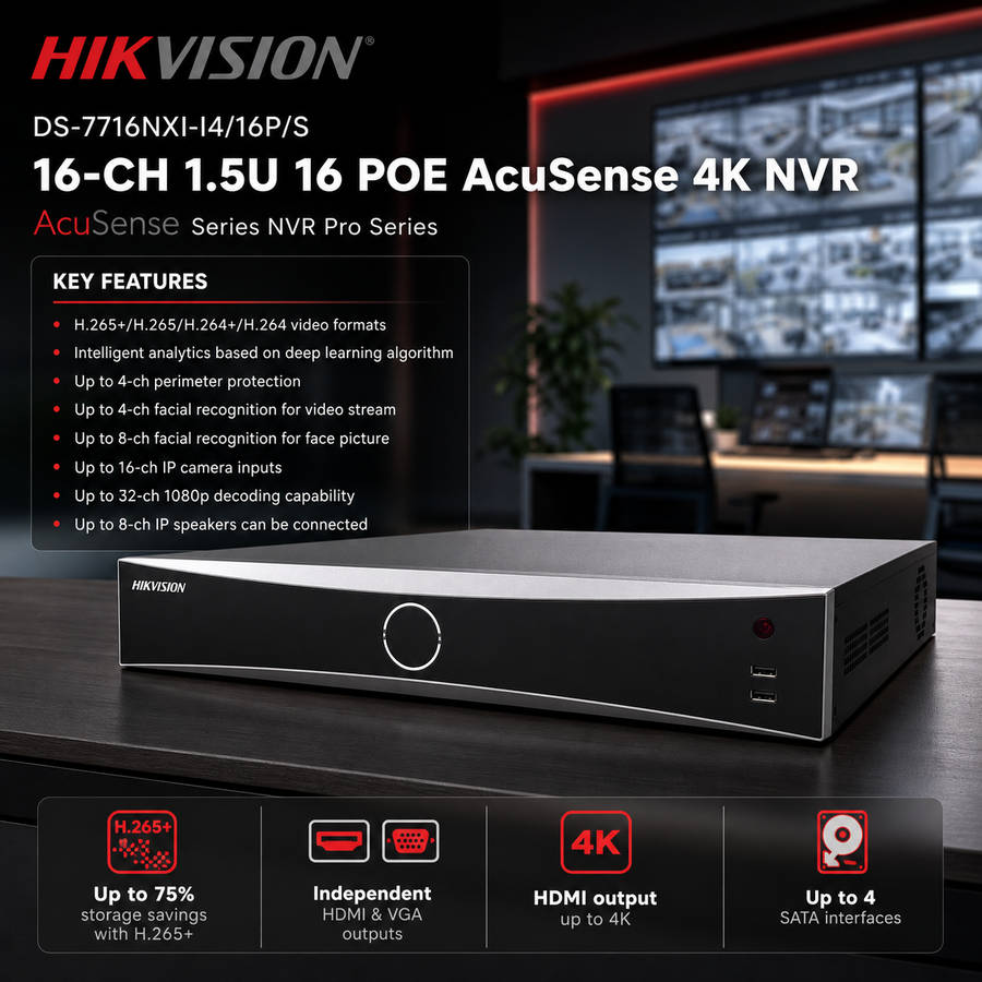 Hikvision 16 Channel Acusense POE 4K NVR