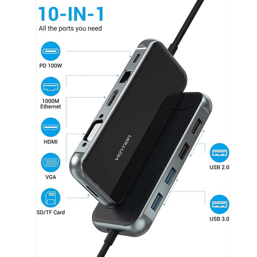 Vention Multi-function 10-in-1 USB-C Docking Station