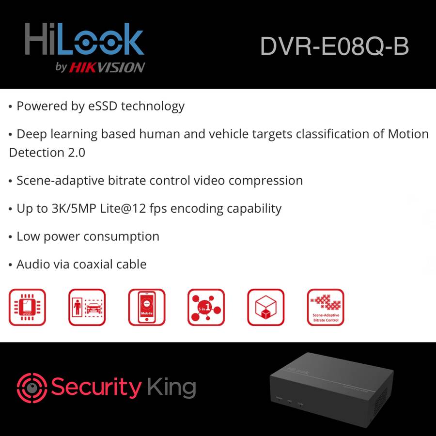 HiLook 8 Channel 5MP AcuSense eDVR - 1TB