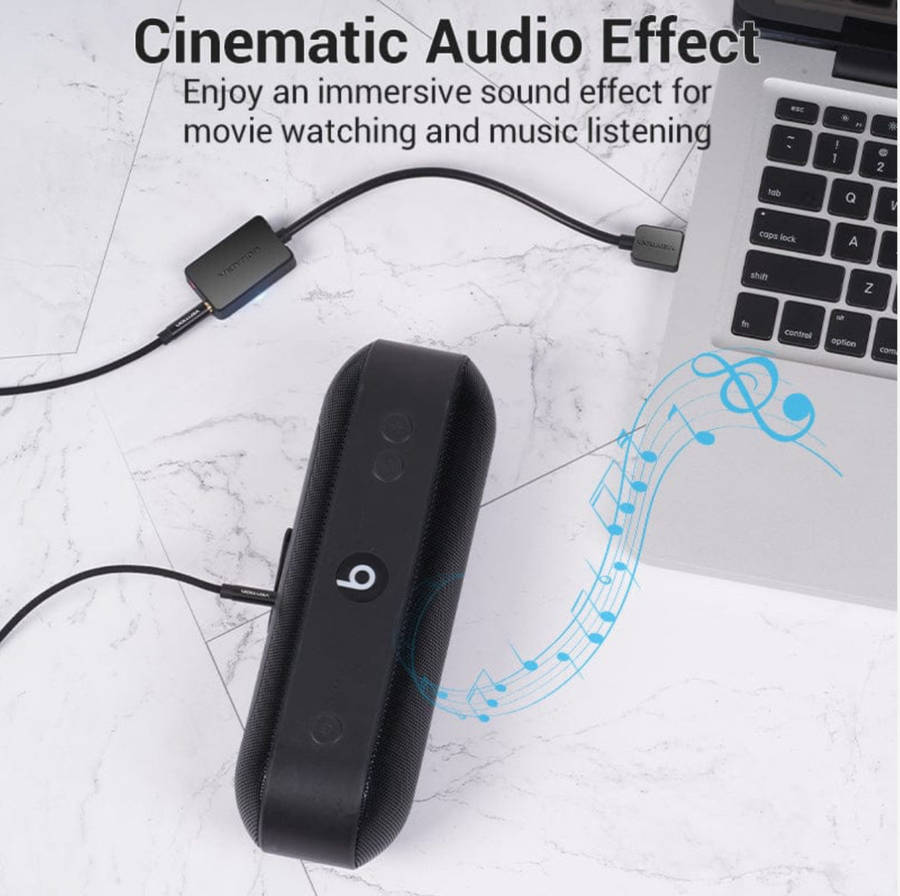 Vention 2-port USB External Sound Card 0.15M Black