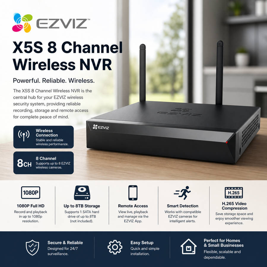 EZVIZ X5S 8 Channel Wireless NVR with HDMI & VGA Output