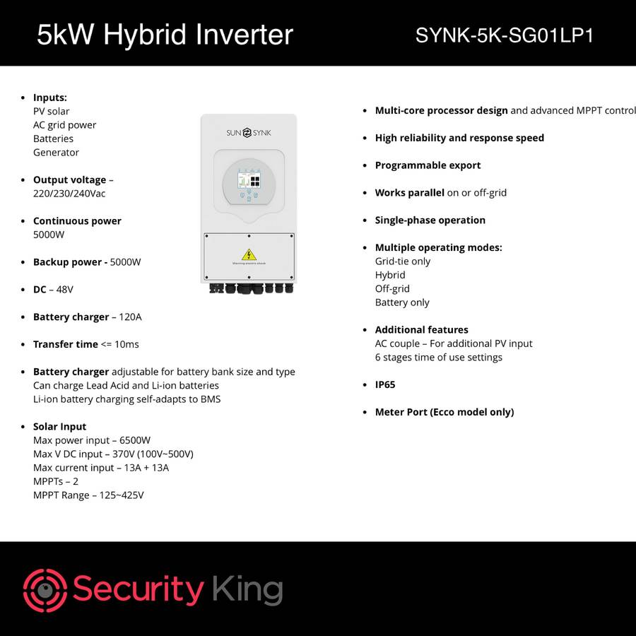 Sunsynk 5Kw Hybrid Inverter 48V