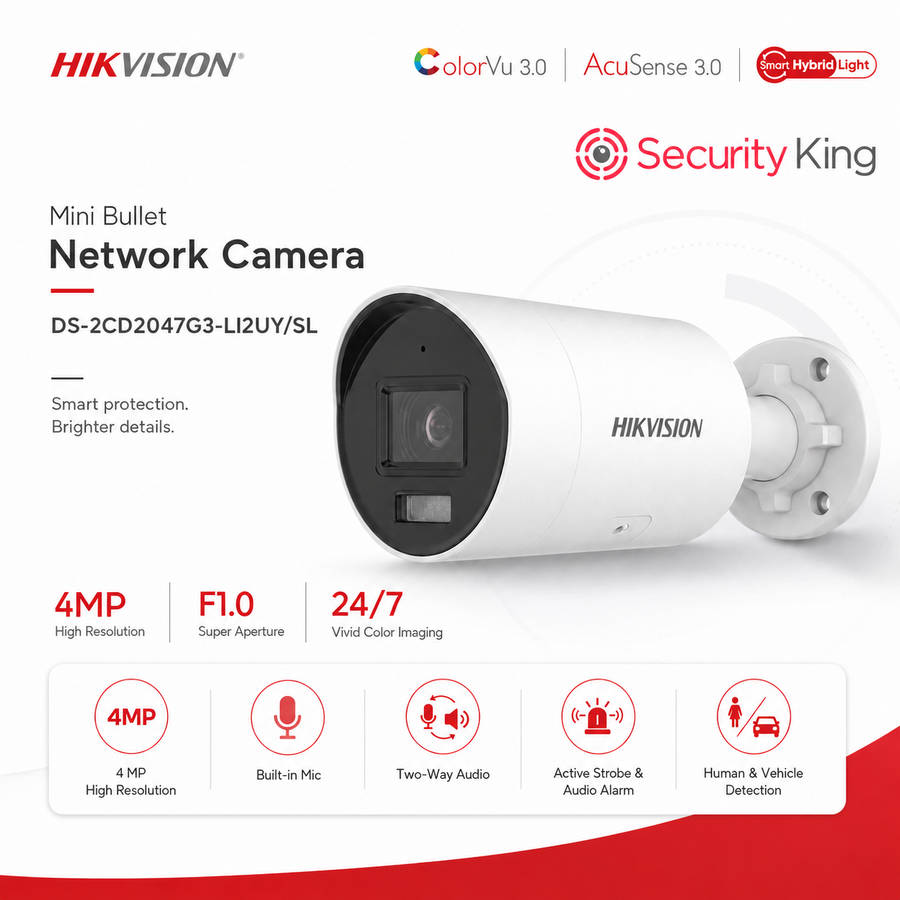 Hikvision 4 MP Smart Hybrid Light with ColorVu Fixed Mini Bullet Network Camera