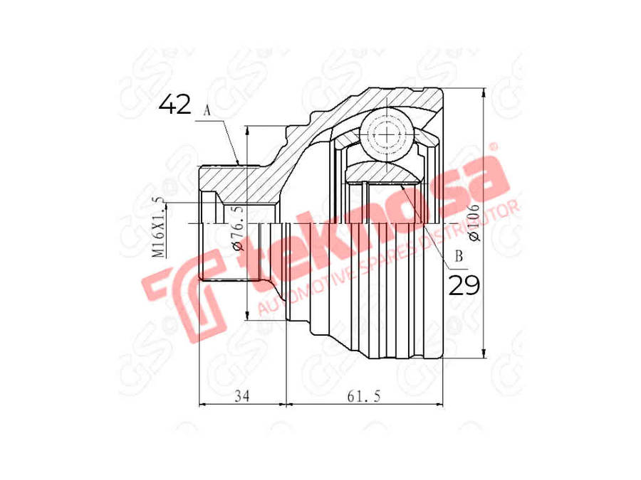 OUTER CV JOINT - AD3012 (TEKNOSA)