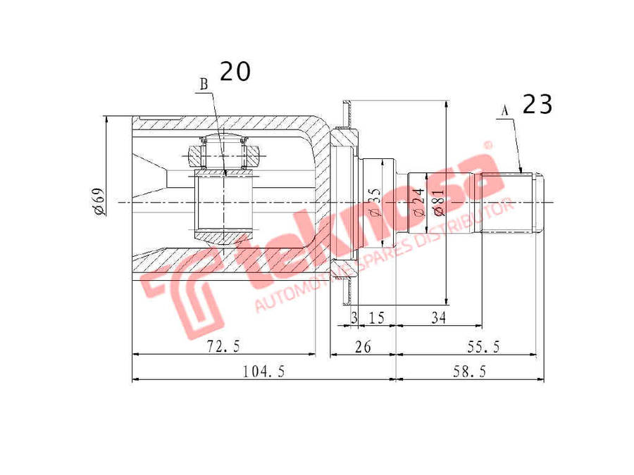 INNER CV JOINT - HO4013 (TEKNOSA)