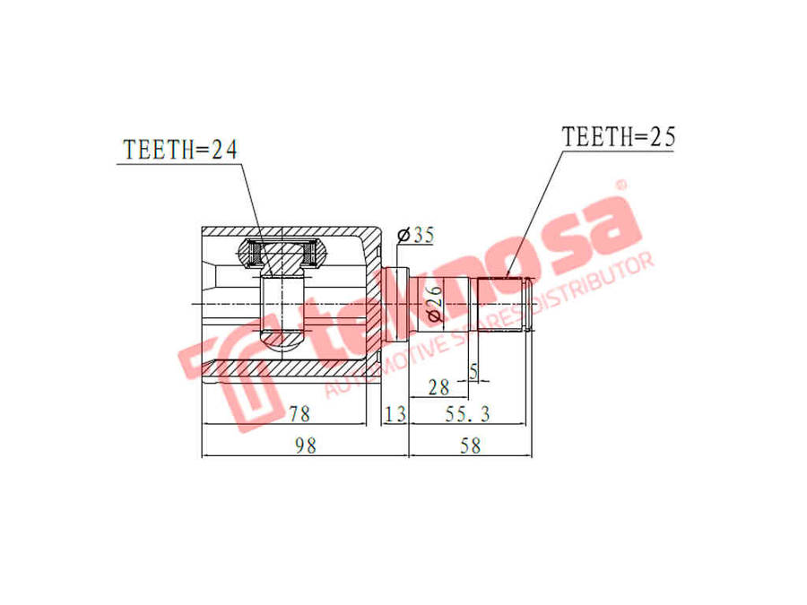 INNER CV JOINT - HO4018 (TEKNOSA)